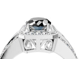 White gold Fancy Black Oval Cut Halo Diamond Ring with Round  Split Shank and Prong Setting_52