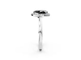 White gold Fancy Black Oval Cut Halo Diamond Ring with Solitaire Band and Prong Setting_2