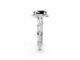 White gold Fancy Black Oval Cut Halo Diamond Solitaire with Filigree Band and Four-Prong Setting_14
