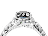 White gold Fancy Black Oval Cut Halo Diamond Solitaire with Filigree Band and Four-Prong Setting_16