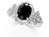 White gold Fancy Black Oval Cut Halo Diamond Split Shank Engagement Ring with Four-Prong Setting_1