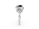 White gold Fancy Black Oval Cut Halo Diamond Split Shank Engagement Ring with Four-Prong Setting_2