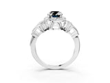 White gold Fancy Black Oval Cut Halo Diamond Split Shank Engagement Ring with Four-Prong Setting_3