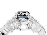 White gold Fancy Black Oval Cut Halo Diamond Split Shank Engagement Ring with Four-Prong Setting_4