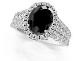 White gold Fancy Black Oval Cut Halo Pavé Diamond Engagement Ring with Split Shank and Four-Prong Setting_4