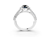 White gold Fancy Black Oval Cut Halo Pavé Diamond Engagement Ring with Split Shank and Four-Prong Setting_6