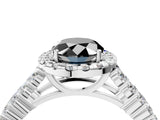 White gold Fancy Black Oval Cut Halo Pavé Diamond Engagement Ring with Split Shank and Four-Prong Setting_7