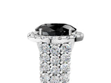 White gold Fancy Black Oval Cut Halo Pavé Diamond Engagement Ring with Split Shank and Four-Prong Setting_8