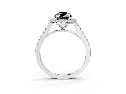 White gold Fancy Black Oval Cut Halo Pave Diamond Engagement Ring with Four-Prong Setting_3