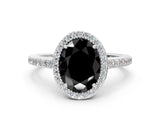 White gold Fancy Black Oval Cut Halo Round Diamond Pavé Band with Four-Prong Setting_15