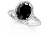 White gold Fancy Black Oval Cut Halo Round Diamond Pavé Band with Four-Prong Setting_16