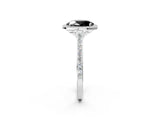White gold Fancy Black Oval Cut Halo Round Diamond Pavé Band with Four-Prong Setting_17