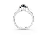 White gold Fancy Black Oval Cut Halo Round Diamond Pavé Band with Four-Prong Setting_18