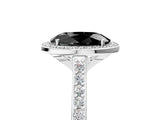 White gold Fancy Black Oval Cut Halo Round Diamond Pavé Band with Four-Prong Setting_20