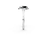 White gold Fancy Black Oval Cut Halo Round Diamond Solitaire Ring with Pavé Band and Four-Prong Setting_2