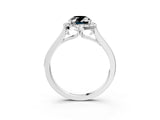 White gold Fancy Black Oval Cut Halo Round Diamond Solitaire Ring with Pavé Band and Four-Prong Setting_3