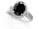 White gold Fancy Black Oval Cut Halo Round Diamond Twist Band with Four-Prong Setting_25