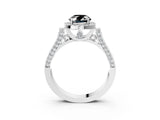 White gold Fancy Black Oval Cut Halo Round Diamond Twist Band with Four-Prong Setting_27