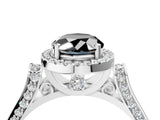 White gold Fancy Black Oval Cut Halo Round Diamond Twist Band with Four-Prong Setting_28