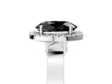 White gold Fancy Black Oval Cut Halo Round Diamond Twist Band with Four-Prong Setting_29