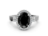White gold Fancy Black Oval Cut Halo Round Diamond Twist Band with Four-Prong Setting_30