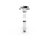 White gold Fancy Black Oval Cut Halo Round Diamond Twist Band with Four-Prong Setting_38