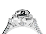 White gold Fancy Black Oval Cut Halo Round Diamond Twist Band with Four-Prong Setting_40