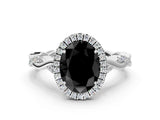White gold Fancy Black Oval Cut Halo Twist Band with Four-Prong Setting_72