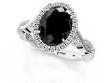 White gold Fancy Black Oval Cut Halo Twist Band with Four-Prong Setting_73