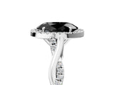 White gold Fancy Black Oval Cut Halo Twist Band with Four-Prong Setting_77
