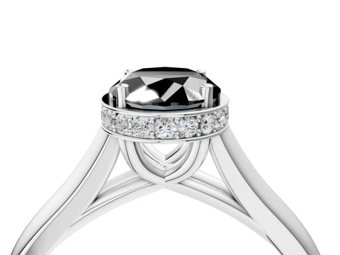 White gold Fancy Black Oval Cut Solitaire Diamond Engagement Ring with Four-Prong Setting and Tapered Band_16