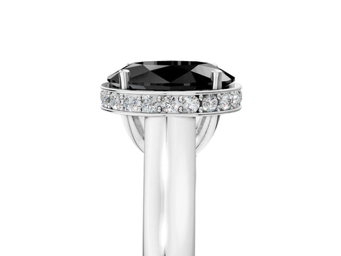 White gold Fancy Black Oval Cut Solitaire Diamond Engagement Ring with Four-Prong Setting and Tapered Band_17