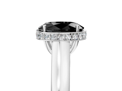 White gold Fancy Black Oval Cut Solitaire Diamond Engagement Ring with Four-Prong Setting and Tapered Band_17