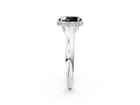 White gold Fancy Black Oval Cut Solitaire Diamond Engagement Ring with Four-Prong Setting and Tapered Band_2