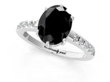 White gold Fancy Black Oval Cut Solitaire Diamond Engagement Ring with Pavé Band and Six-Prong Setting_13