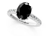 White gold Fancy Black Oval Cut Solitaire Diamond Engagement Ring with Pavé Band and Six-Prong Setting_13