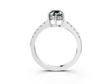 White gold Fancy Black Oval Cut Solitaire Diamond Engagement Ring with Pavé Band and Six-Prong Setting_15