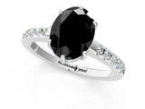 White gold Fancy Black Oval Cut Solitaire Diamond Engagement Ring with Pavé Band and Six-Prong Setting_25