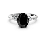 White gold Fancy Black Oval Cut Solitaire Diamond Engagement Ring with Twisted Pave Band and Four-Prong Setting_19
