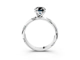 White gold Fancy Black Oval Cut Solitaire Diamond Engagement Ring with Twisted Pave Band and Four-Prong Setting_22