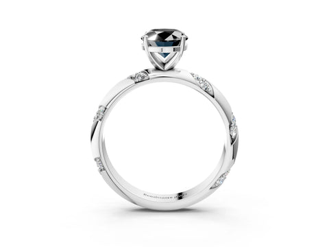 White gold Fancy Black Oval Cut Solitaire Diamond Engagement Ring with Twisted Pave Band and Four-Prong Setting_22