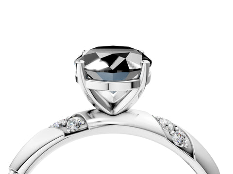 White gold Fancy Black Oval Cut Solitaire Diamond Engagement Ring with Twisted Pave Band and Four-Prong Setting_23