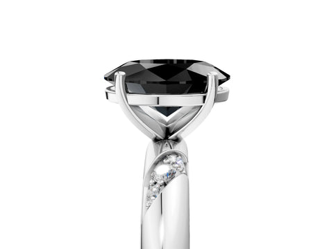 White gold Fancy Black Oval Cut Solitaire Diamond Engagement Ring with Twisted Pave Band and Four-Prong Setting_24