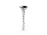 White gold Fancy Black Oval Cut Solitaire Diamond Ring with Pave Band and Four-Prong Setting_2