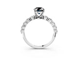 White gold Fancy Black Oval Cut Solitaire Diamond Ring with Pave Band and Four-Prong Setting_3