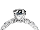 White gold Fancy Black Oval Cut Solitaire Diamond Ring with Pave Band and Four-Prong Setting_4