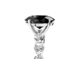 White gold Fancy Black Oval Cut Solitaire Diamond Ring with Pave Band and Four-Prong Setting_5