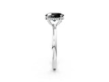 White gold Fancy Black Oval Cut Solitaire Diamond Ring with Prong Setting and Plain Band_14