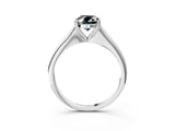White gold Fancy Black Oval Cut Solitaire Diamond Ring with Six-Prong Setting and Classic Band_159
