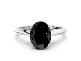 White gold Fancy Black Oval Cut Solitaire Diamond Ring with Six-Prong Setting and Classic Band_19
